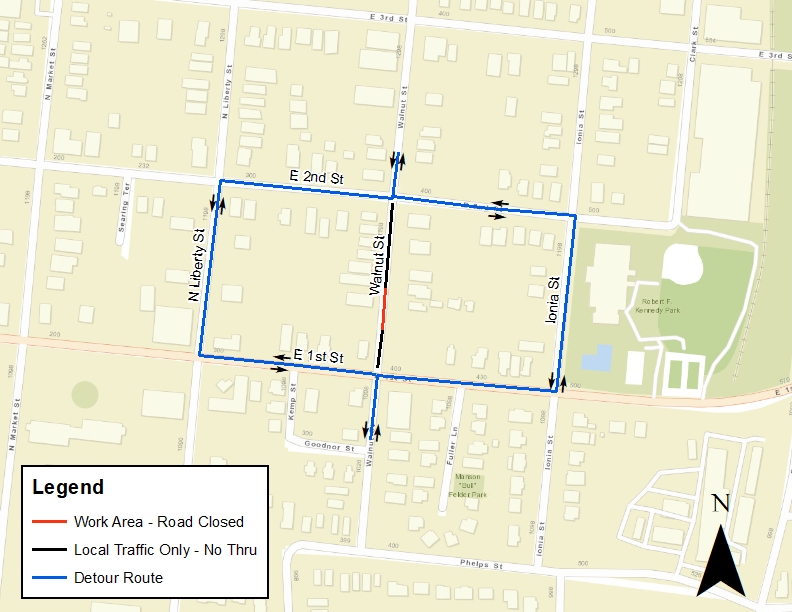 Walnut Street Emergency Sewer Repair Project Map